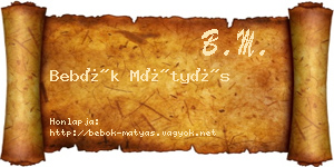 Bebők Mátyás névjegykártya